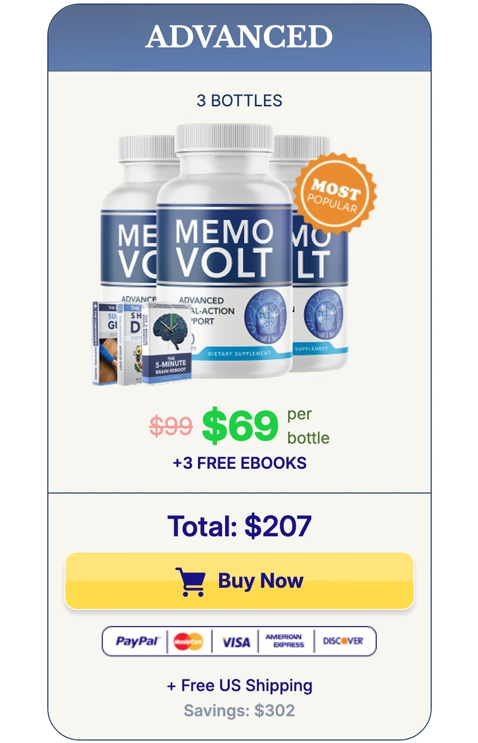 MemoVolt 3 bottles